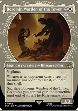 Boromir, Warden of the Tower 302: Rare White Showcase Universes Beyond MTG Card - Image 1