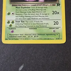 Dark Weezing 31/82 Vintage Pokemon 1999-2000 Team Rocket - LP - Image 2