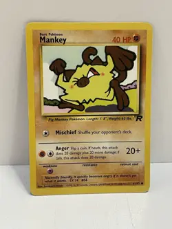 Pokemon WOTC TCG Vintage Mankey 61/82 Team Rocket Regular LP - Image 1