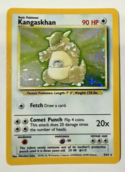 1999 Pokemon Kangaskhan Jungle Set NO SYMBOL ERROR Holo Rare 5/64 NP - Image 1
