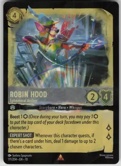 Disney Lorcana TCG Robin Hood - Ephemeral Archer Rare Cold Foil Whispers 171/204 - Image 1