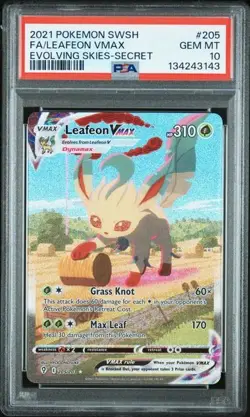 Pokemon PSA 10 Leafeon VMAX 205/203 Evolving Skies Alternate Art Full Art Mint - Image 1