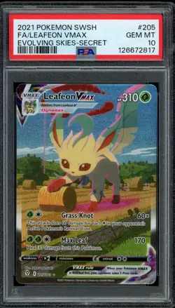 Pokemon PSA 10 Leafeon VMAX 205/203 Evolving Skies Alternate Art Full Art Mint - Image 1