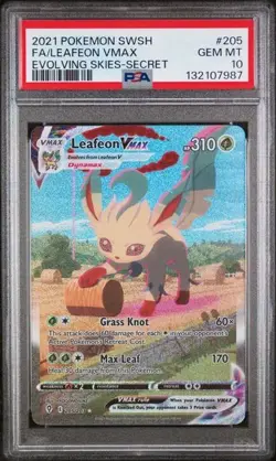 Pokemon PSA 10 Leafeon VMAX 205/203 Evolving Skies Alternate Art Full Art Mint - Image 1
