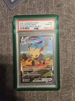 2021 Pokemon Leafeon VMAX ALT ART 205/203 Evolving Skies Holo PSA 10 Gem Mint - Image 1