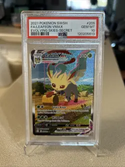 Pokemon Evolving Skies 2021 Leafeon VMAX Full Art Secret 205/203 PSA 10 - Image 1
