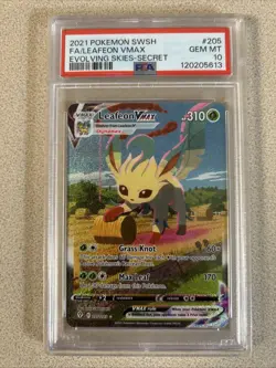 Pokemon Evolving Skies 2021 Leafeon VMAX Full Art Secret 205/203 PSA 10 - Image 3