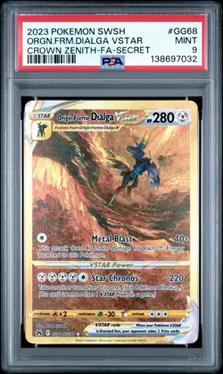 PSA 9 Origin Forme Dialga VSTAR GG68/GG70 Crown Zenith Pokemon Card 2023 Gold - Image 1