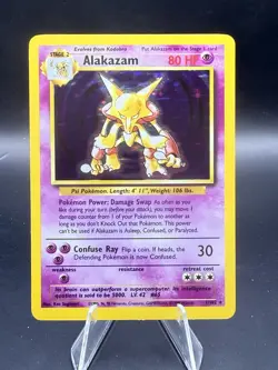 Pokemon TCG Alakazam Base Set Holo Card 1/102 Unlimited Rare - Image 1
