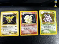 Base Set Unlimited Pokemon 3 Card Lot Holo - Zapdos - Ninetales -Nidoking All LP - Image 1
