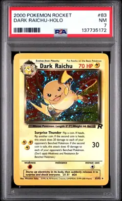 2000 Pokemon Rocket Dark Raichu Holo #83 PSA 7 Near Mint - Image 1