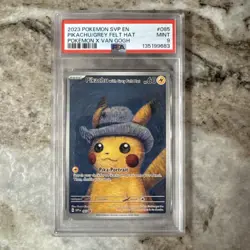 2023 POKEMON X VAN GOGH BLACK STAR PROMO #085 PIKACHU WITH GREY FELT HAT PSA 9 - Image 1
