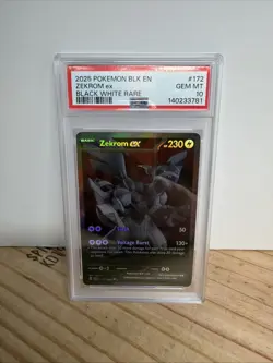 Pokemon 2025 Zekrom ex 172/086 Black White Rare Black Bolt GEM MINT PSA 10 - Image 1