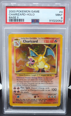 2000 Pokemon Game Charizard Holo Base II #4 PSA MINT 9 - Image 1