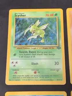 Vintage Holo Rare Pokemon TCG WOTC 1999 Base Set, Fossil, Jungle, Scyther Pinsir - Image 2