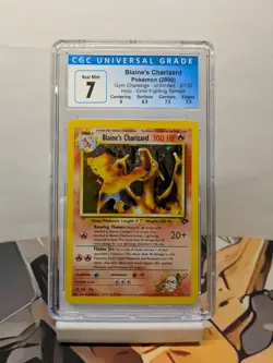 Pokemon Blaine's Charizard 2/132 CGC 7 Fighting Symbol ERROR Gym Challenge - Image 1