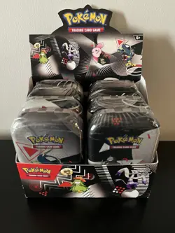 Pokemon TCG Black Bolt White Flare Unova Mini Tin 8 Compete Art Set W/ Display - Image 1