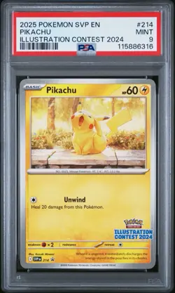 Pokemon 2025 Pikachu 242/SV-P Promo Illustration Contest 2024 Japanese PSA 9 - Image 1