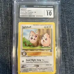 CGC 10 GEM MINT Pokemon 2001 Igglybuff #36 Black Star Promo Pokemon League - Image 1