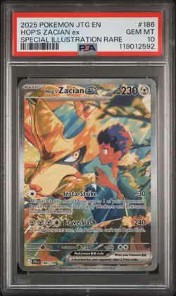 PSA 10 GEM MINT Hop's Zacian EX 186/159 POKEMON SV: Journey Together :FULL ART: - Image 1