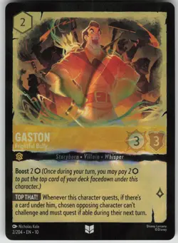 Disney Lorcana TCG Gaston - Frightful Bully Cold Foil Whispers in the Well 2/204 - Image 1