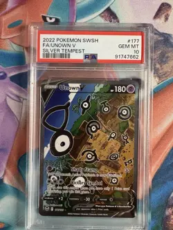 2022 Pokemon SWSH Unown V 177/195 Silver Tempest Alt Art GEM MT PSA 10 - Image 3