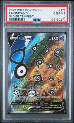 2022 Pokemon SWSH Unown V 177/195 Silver Tempest Alt Art GEM MT PSA 10 - Image 1