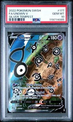 Unown V 2022 Pokemon SWSH Silver Tempest 177/195 Alt Art PSA 10 - Image 1