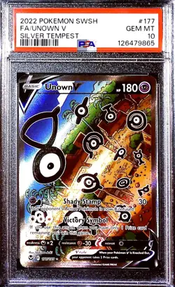 2022 Pokemon SWSH Unown V 177/195 Silver Tempest Alt Art GEM MT PSA 10 - Image 1