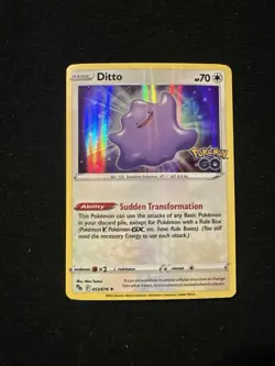 Pokemon Ditto Pokemon GO 053/078 Holo Rare Basic Card 70HP Sudden Transformation - Image 1