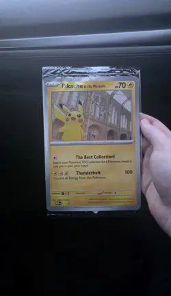 Pikachu At The Museum, Pokemon X Natural History Museum Jumbo Promo Pokemon Card - Image 1