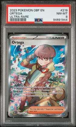 2023 Pokemon Ortega 219/197 Sv03: Obsidian Flames Holo Ultra Rare PSA 8 NM-MT - Image 1