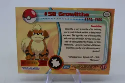 Growlithe #58 - 1999 Pokemon Topps TV Animation Series 1 LP - Image 2