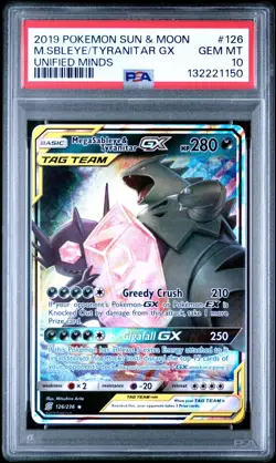 2019 Pokemon Sun & Moon Mega Sableye & Tyranitar GX Unified Minds #126 PSA 10 - Image 1