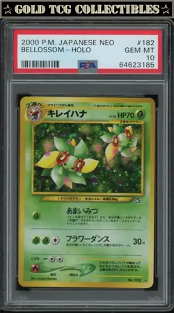 PSA 10 ⭐ Pokemon Bellossom 182 Neo 1 2 3 PM Japanese Graded Card - Image 1
