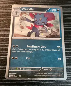 Pokemon- Phantasmal Flames- Weavile MEP 021- Black Star Promo Card - Image 2