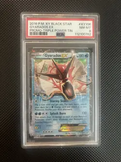 2016 Pokemon XY Black Star Gyarados EX Promo Power Tin Card #XY106 PSA 8 - Image 1