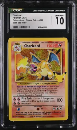 Charizard 4/102 Base Set Holo Pokemon CGC 10 Gem Mint *050 - Image 1