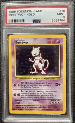 PSA 9 Mewtwo Base Set Holo Pokemon Card 10/102 Unlimited Rare 1999 Graded - Image 1
