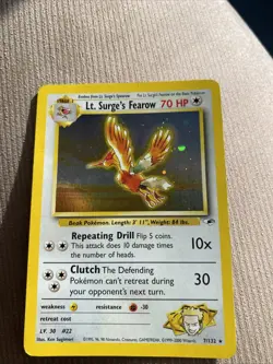 Pokemon Vintage Holo Rare Lt. Surge's Fearow Gym Heroes 7/132 WotC - Image 1