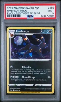 2021 Pokemon Swsh Black Star Promo #129 Umbreon-Holo, PSA 9 - MINT - Image 1