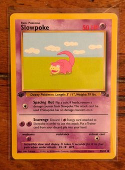 1999 Pokemon Slowpoke 1st Edition 55/62 Fossil Regular - Image 1