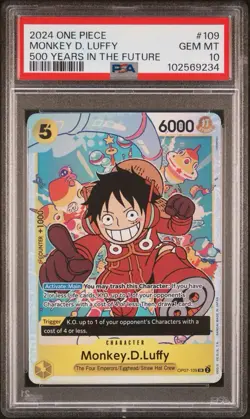 Monkey D. Luffy 500 Years in the Future Foil OP07-109, PSA 10 GM MT - Image 1