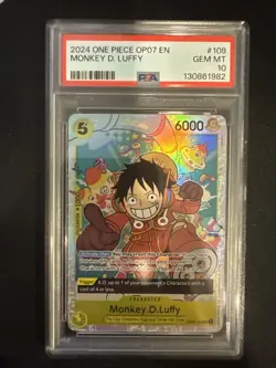 Monkey D. Luffy 500 Years In The Future EN SR OP07-109 One Piece PSA 10 English - Image 1