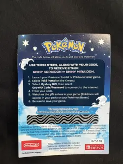 Pokemon-Gamestop Shiny Miraidon Koraidon Code NEW Unused Physical PROMO Card - Image 2