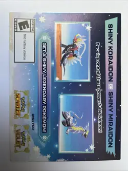 Pokemon Shiny Miraidon Koraidon Code- Unused Physical PROMO Card Gamestop - Image 1