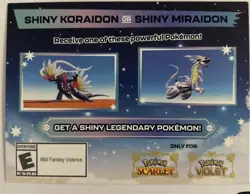 Shiny Koraidon & Miraidon Pokemon Scarlet Violet Code Card - Gamestop New - Image 1