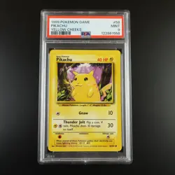 PSA 9 Pikachu 58/102 Pokemon Base Set 1999 Non Holo Graded Card - Image 1