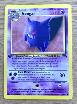 Vintage Gengar 1st Edition Fossil Pokemon Card 20/62 Non-Holo TCG - Image 1