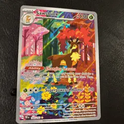 Pokemon TCG Sawsbuck S&V-Temporal Forces Holo Illustration Rare Card 166/162 NM - Image 1